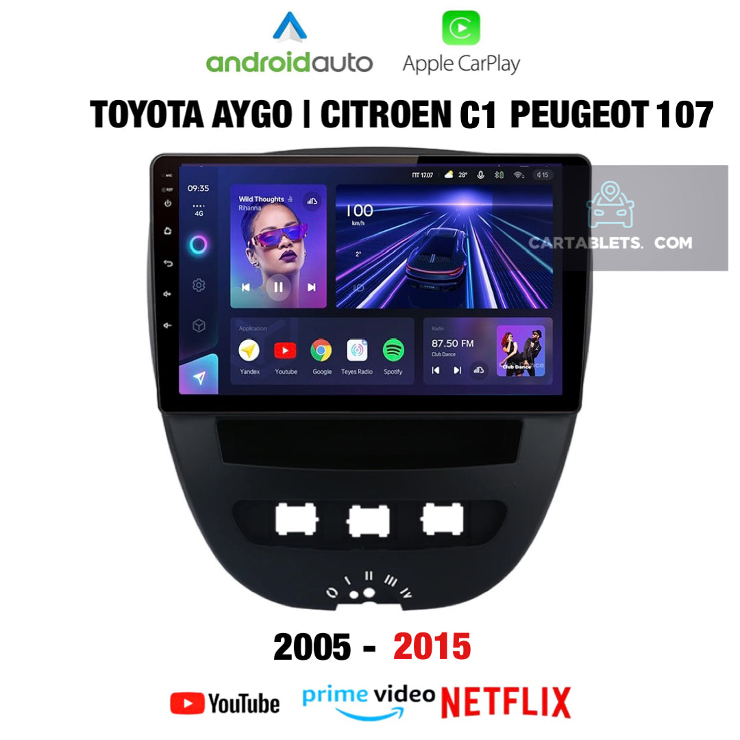 CTB-FH630L | PEUGEOT 107 - CITROEN C1 - TOYOTA AYGO | AUTORADIO APPLE CARPLAY-ANDROID AUTO| CARTABLET 9 POLLICI TOUCH SCREEN | GPS USB DVR DAB+ |
