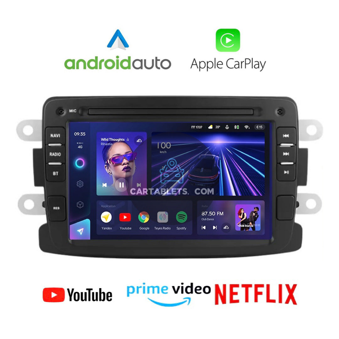 CTB-F399FB | DACIA RENAULT CARTABLET 7 POLLICI ANDROID AUTO APPLE CARPLAY | WIFI 4G NAVIGATORE BLUETOOTH GPS
