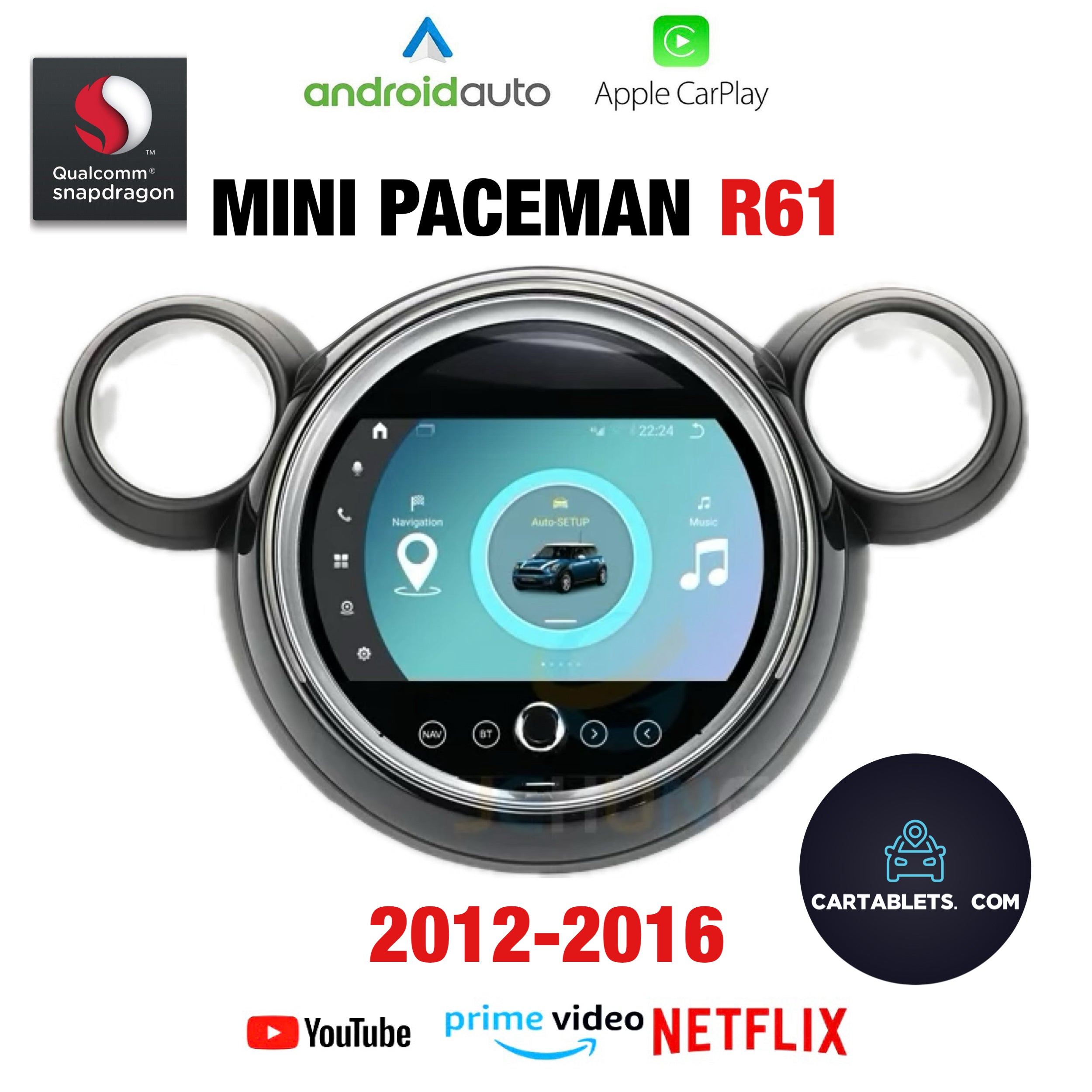 CTB-FB859H | MINI PACEMAN R61 | NAVI 9 ZOLL OCTACORE RADIO GPS APPLE CARPLAY ANDROID AUTO TOUCHSCREEN