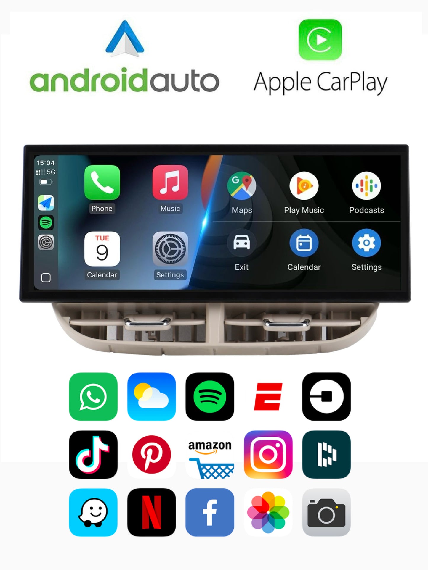 CTB-FT500NW | FIAT 500 - FIAT 500 ABARTH | NAVIGATORE RADIO 12.3 POLLICI OCTACORE APPLE CARPLAY ANDROID AUTO GPS USB BLUETOOTH TOUCH SCREEN