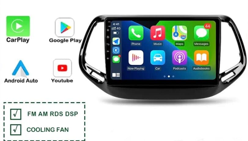 CTB-CMP1 | JEEP COMPASS 2015-2020 | APPLE CARPLAY ANDROID AUTO | NAVIGATORE RADIO TOUCH SCREEN UCONNECT BLUETOOTH WIFI 4G USB