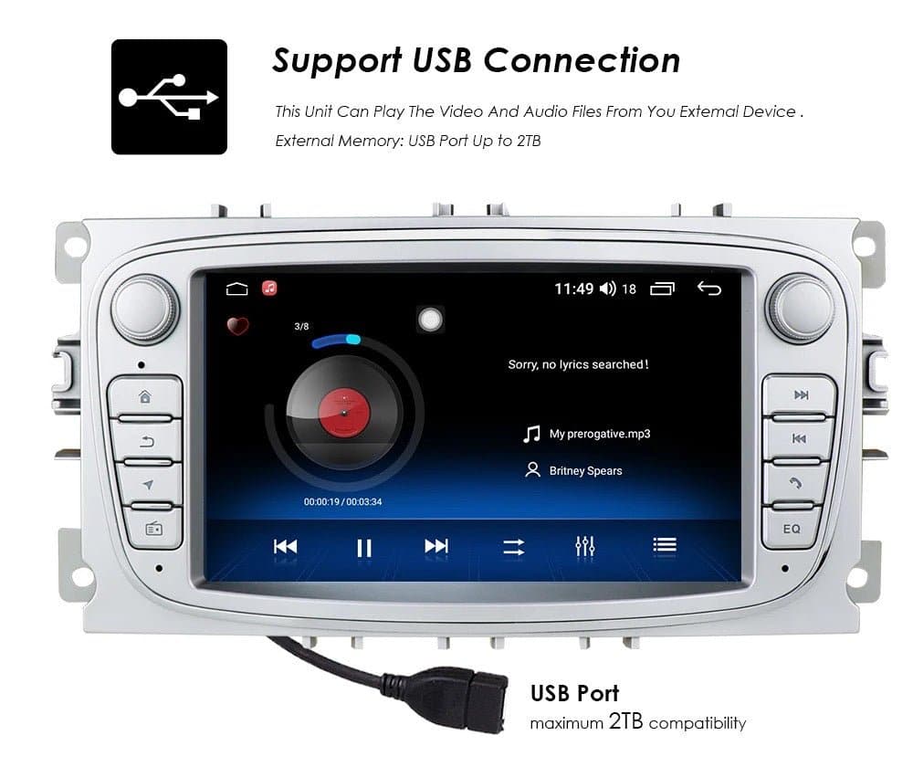 CTB-FRD540C | FORD 2003-2012 | ANDROID AUTO APPLE CARPLAY NAVIGATIONSSYSTEM | USB BLUETOOTH WIFI 4G | 2DIN CARTABLET LENKRADSTEUERUNG