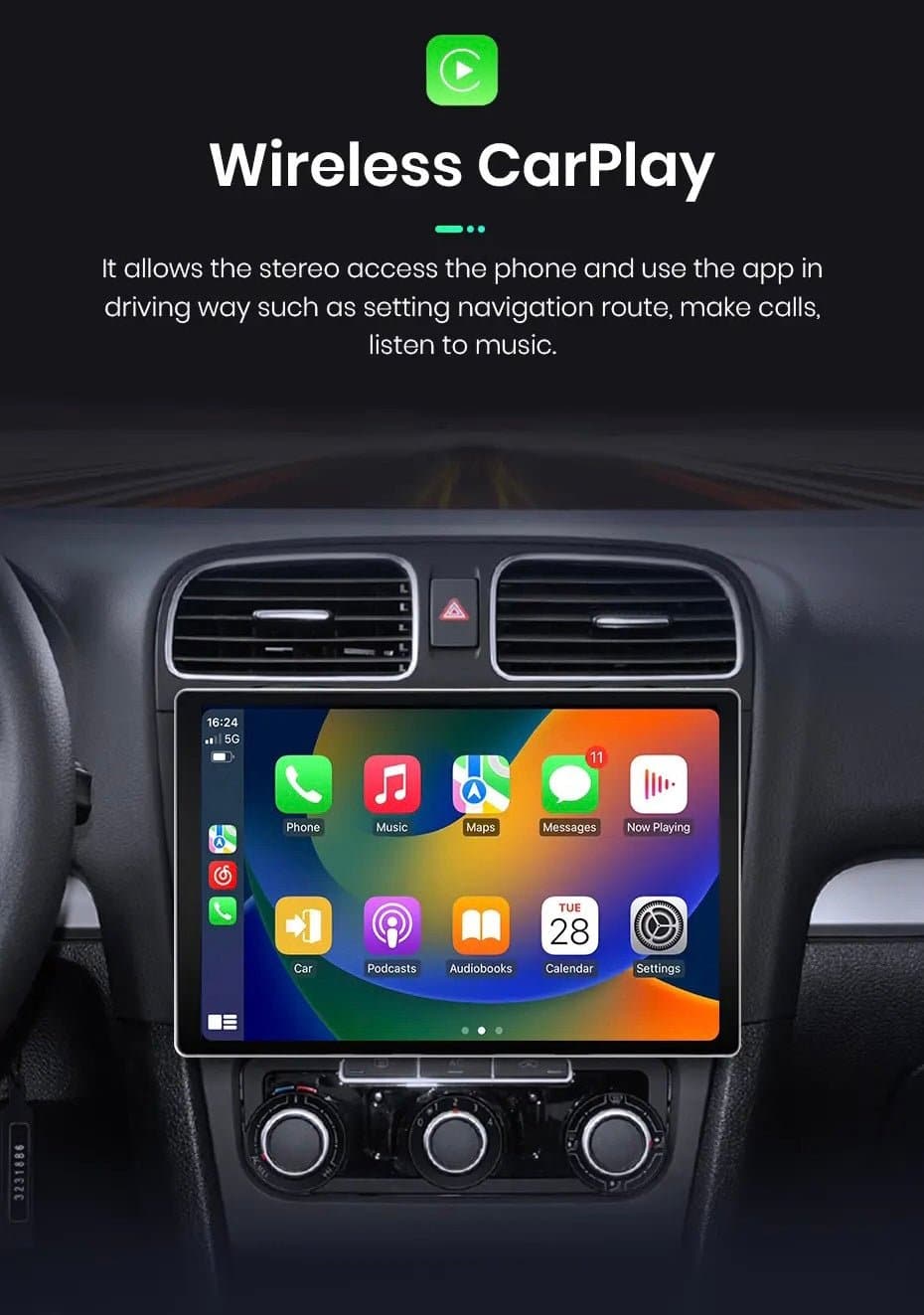 CTB-VW780PRO | VOLKSWAGEN GOLF 6 | 11.5 POLLICI NAVIGATORE RADIO OCTACORE APPLE CARPLAY ANDROID AUTO GPS USB BLUETOOTH TOUCH SCREEN | WIFI