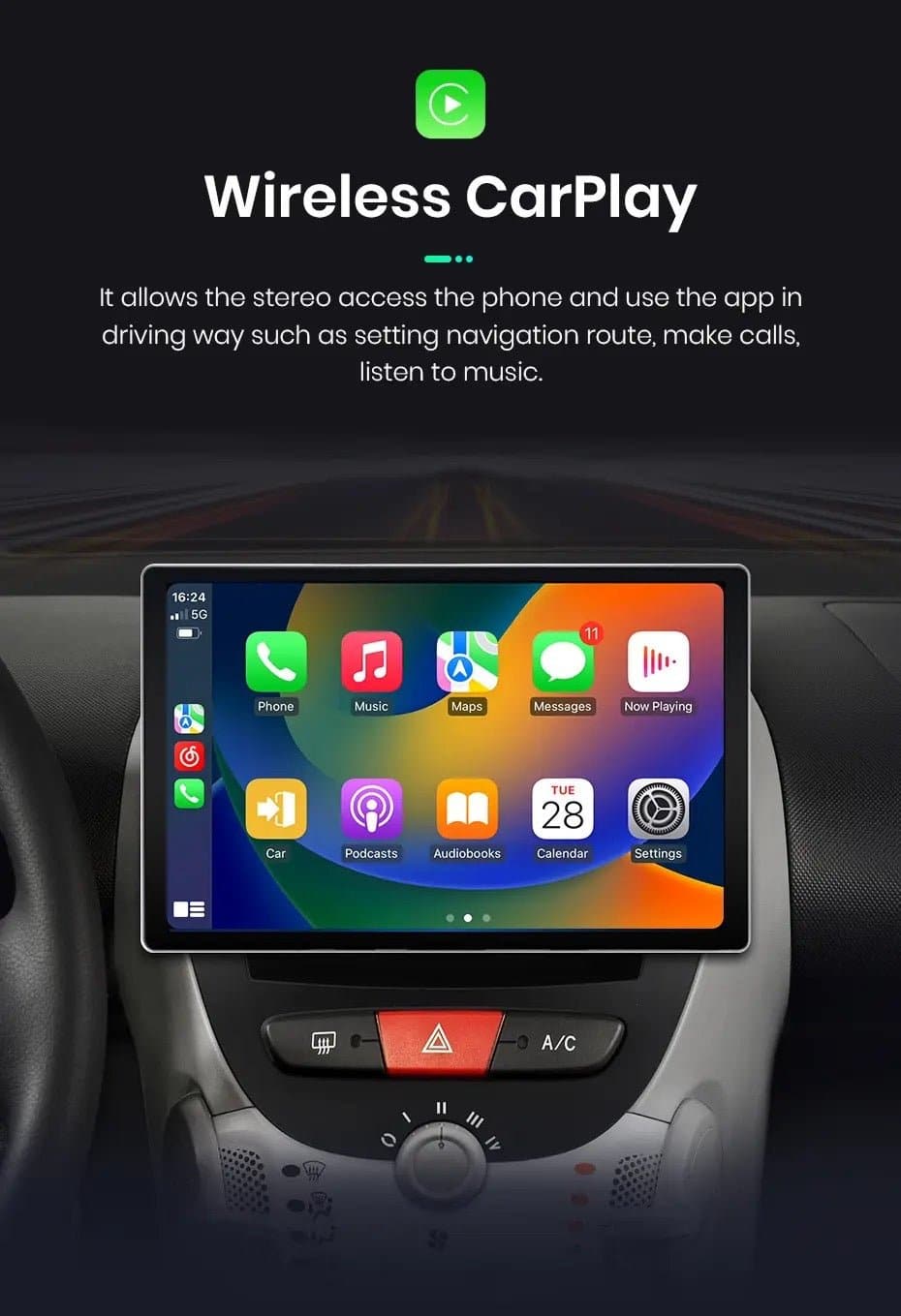CTB-FQ578HK | CITROEN C1 - TOYOTA AYGO - PEUGEOT 107 2005-2014 | NAVIGATORE RADIO OCTACORE APPLE CARPLAY ANDROID AUTO GPS USB BLUETOOTH TOUCH SCREEN | WIFI 4G