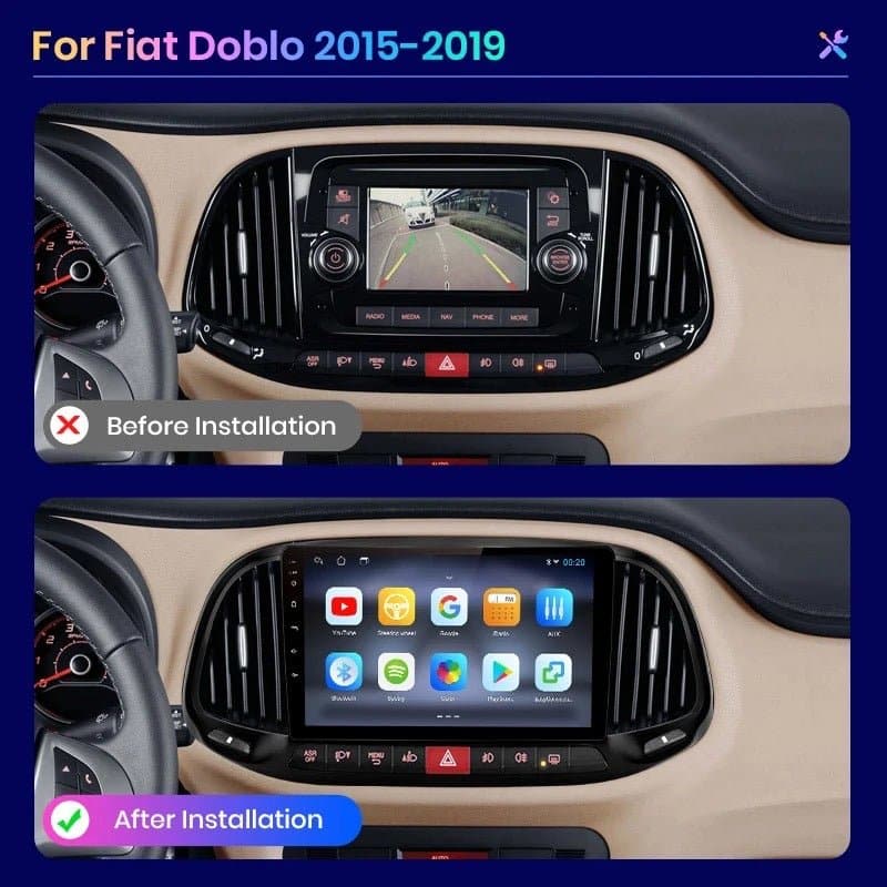 CTB-FL405Y | FIAT DOBLO 2015-2021 | APPLE CARPLAY-ANDROID AUTO | CARTABLET 9 POLLICI TOUCH SCREEN | GPS USB DVR DAB+ |