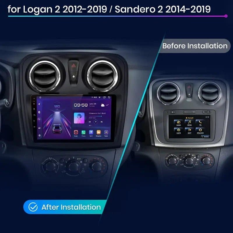 CTB-X689FB | DACIA SANDERO 2012-2019 CARTABLET 9 POLLICI ANDROID AUTO APPLE CARPLAY | WIFI 4G NAVIGATORE BLUETOOTH GPS