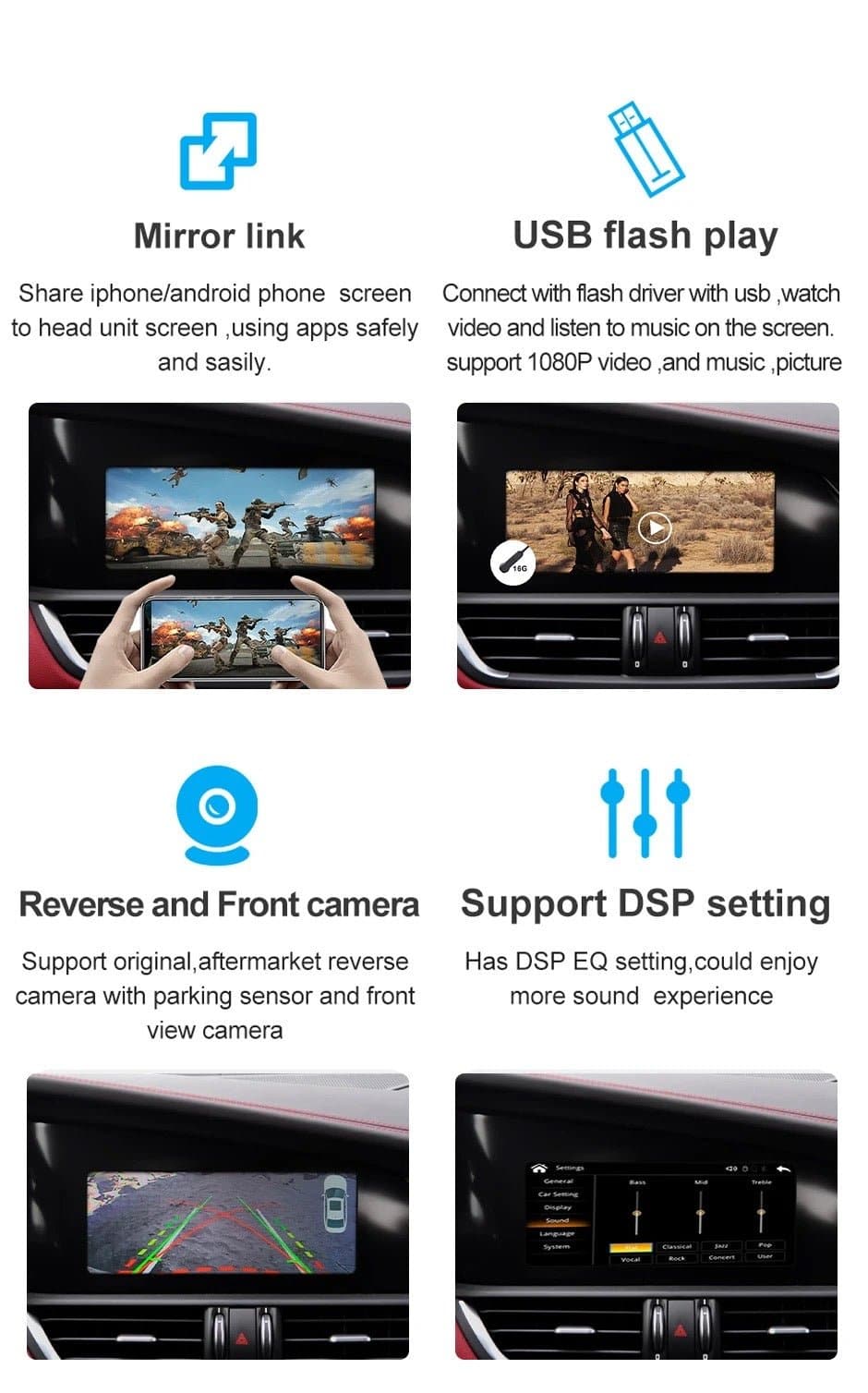 ALFA ROMEO STELVIO - ALFA ROMEO GIULIA 2016-2019 | KIT RETROFIT APPLE CARPLAY ANDROID AUTO | TELECAMERA USB