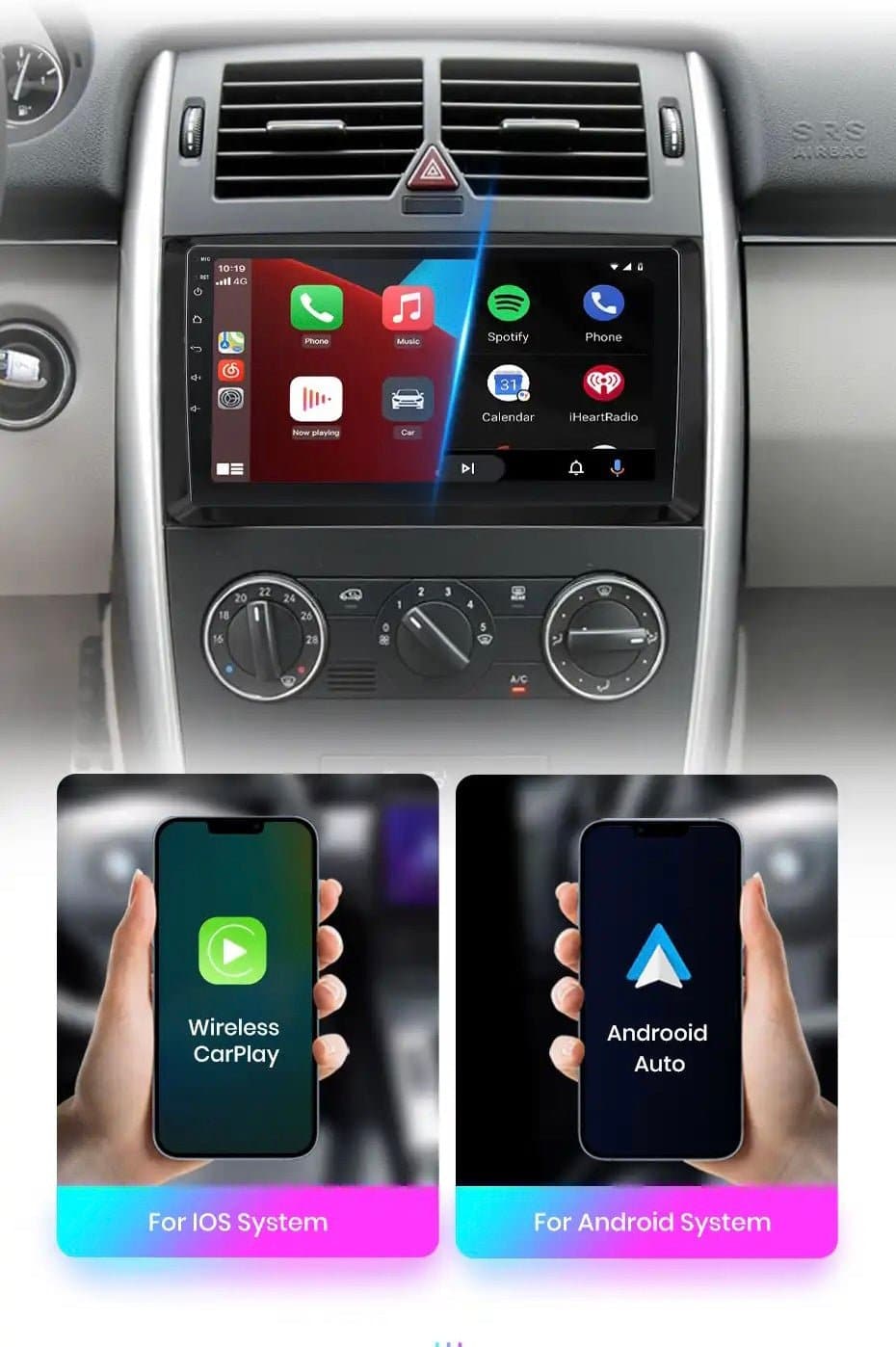 CTB-X200GB | MERCEDES CLASSE A W169 2005-2012 | CARTABLET 9 POLLICI ANDROID AUTO APPLE CARPLAY | WIFI 4G NAVIGATORE BLUETOOTH GPS
