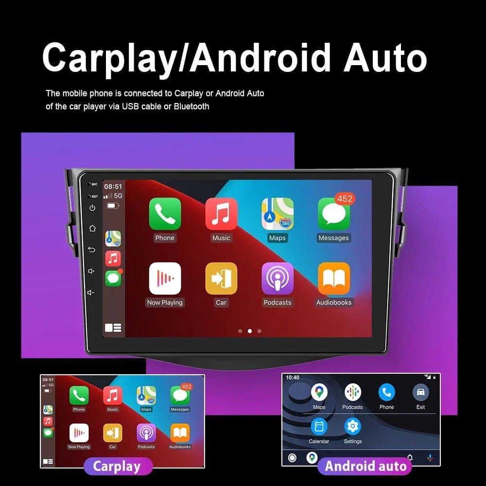 CTB-RT520P | TOYOTA RAV4 2006-2013 9 POLLICI | APPLE CARPLAY ANDROID AUTO | NAVIGATORE USB BLUETOOTH GPS | WIFI 4G CARTABLET