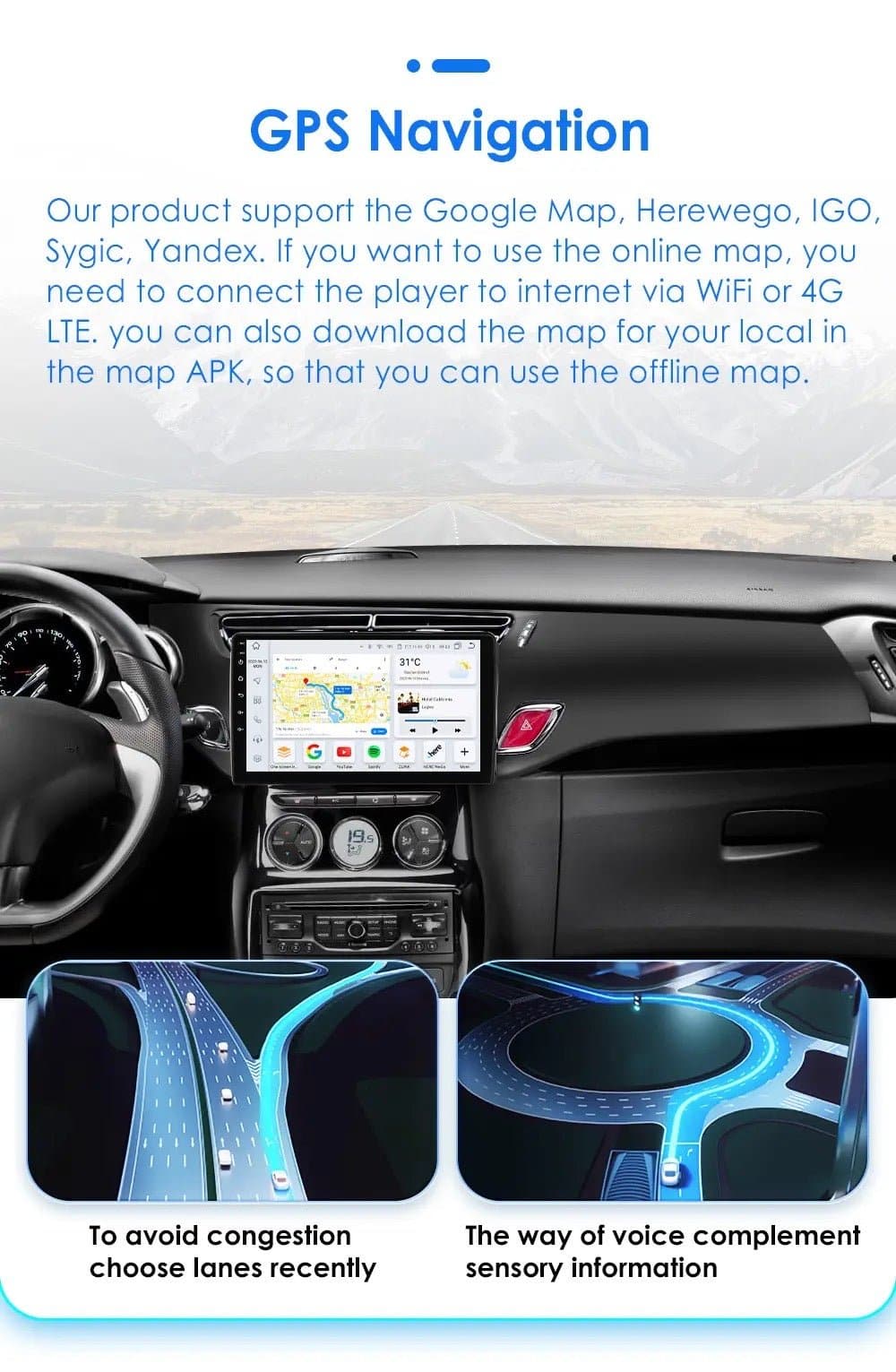 CTB-R402T | CITROEN C3 - DS3 2010-2017 | CARTABLET 9 POLLICI ANDROID APPLE CARPLAY | NAVIGATORE USB WIFI 4G