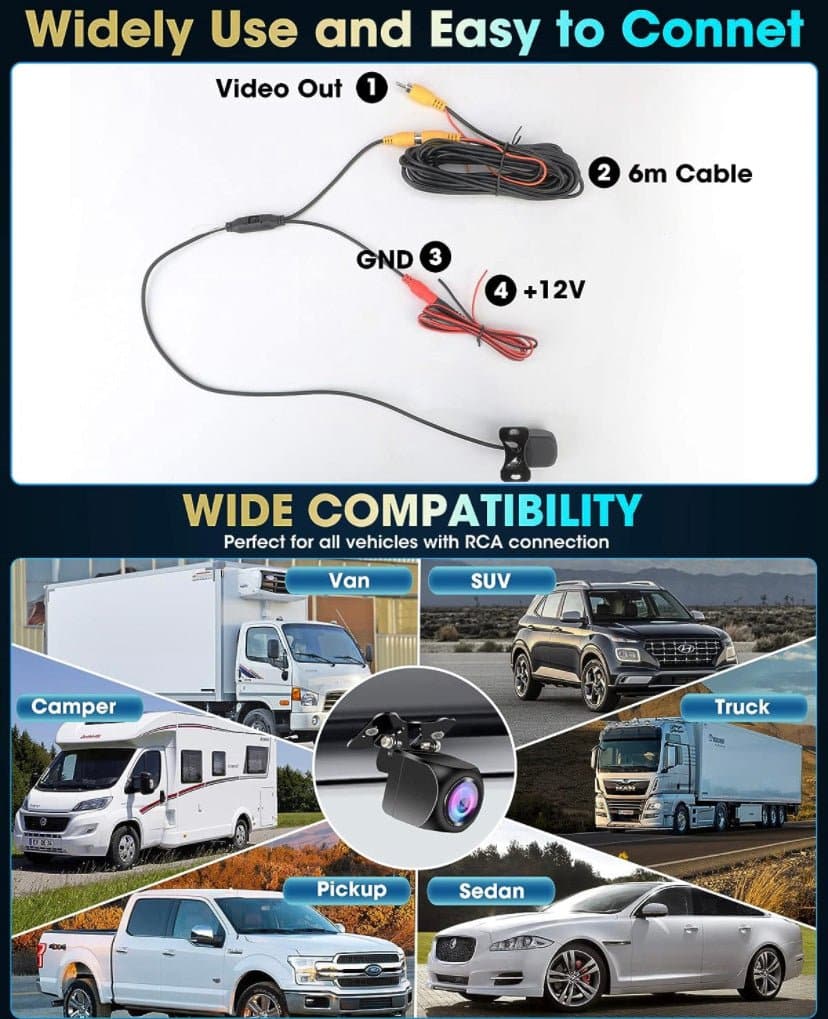 TELECAMERA POSTERIORE - ANTERIORE AUTO UNIVERSALE, RETROCAMERA AUTO UNIVERSALE WATERPROOF