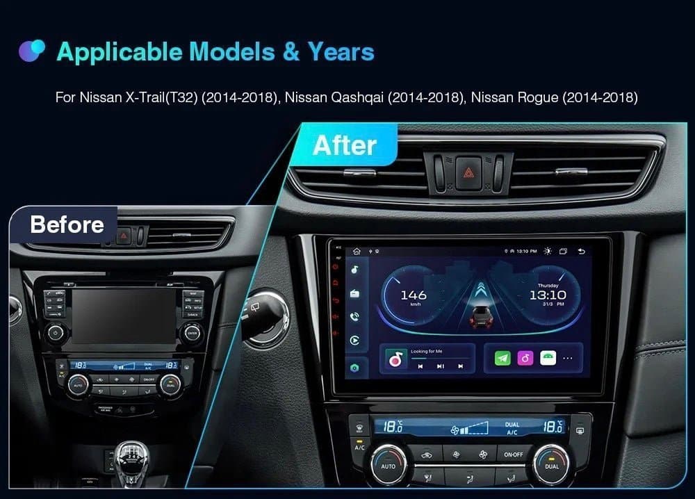 CTB-FV345PN | NISSAN QASHQAI J11  2013-2021 | NAVIGATORE 10 POLLICI RADIO OCTACORE APPLE CARPLAY ANDROID AUTO GPS USB BLUETOOTH TOUCH SCREEN | WIFI 4G