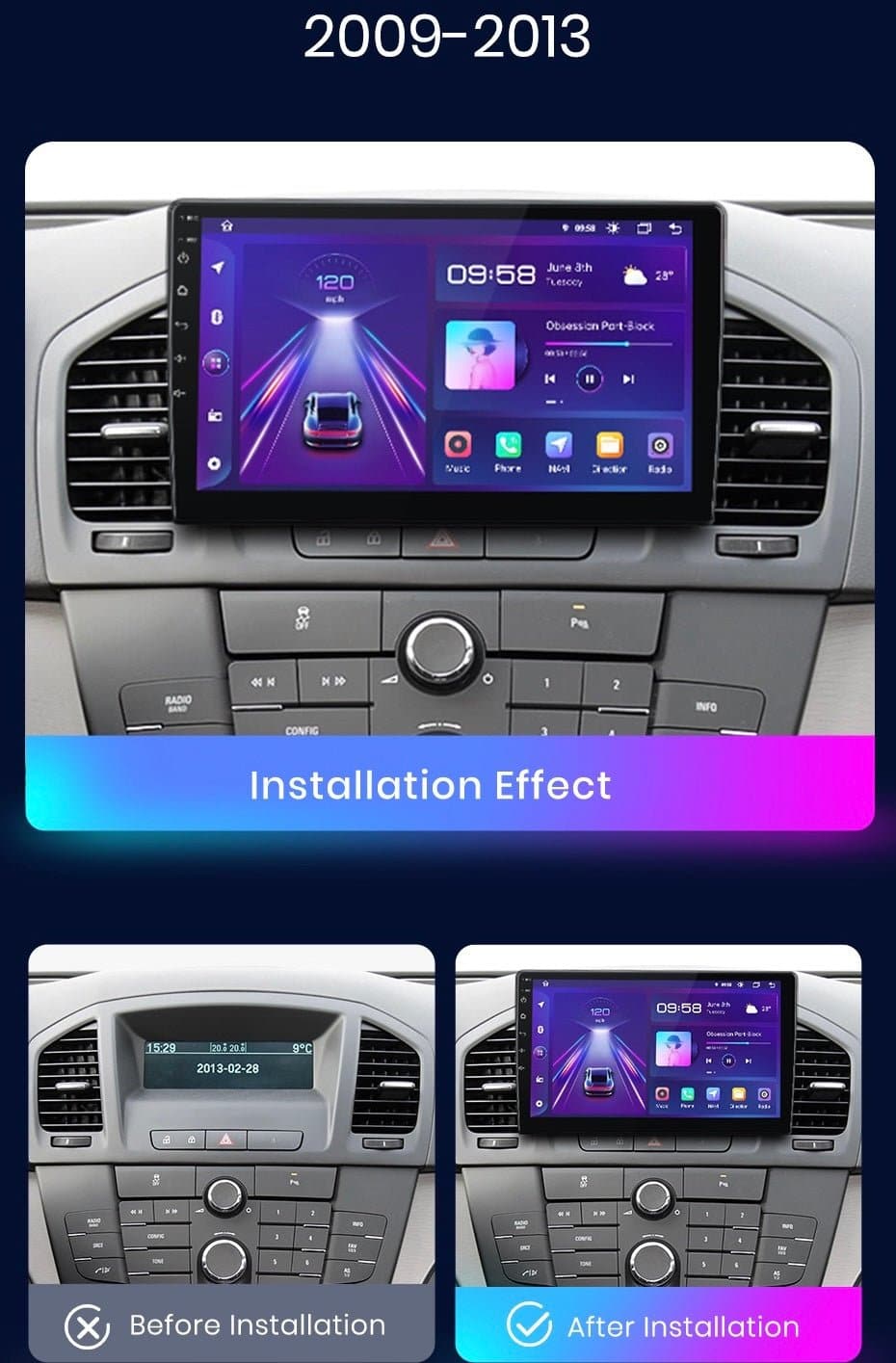 CTB- SK031J | OPEL INSIGNIA 2008-2013 MONITOR 9 ZOLL | APPLE CARPLAY ANDROID AUTO | WiFi BLUETOOTH GPS USB NAVIGATIONSGERÄT