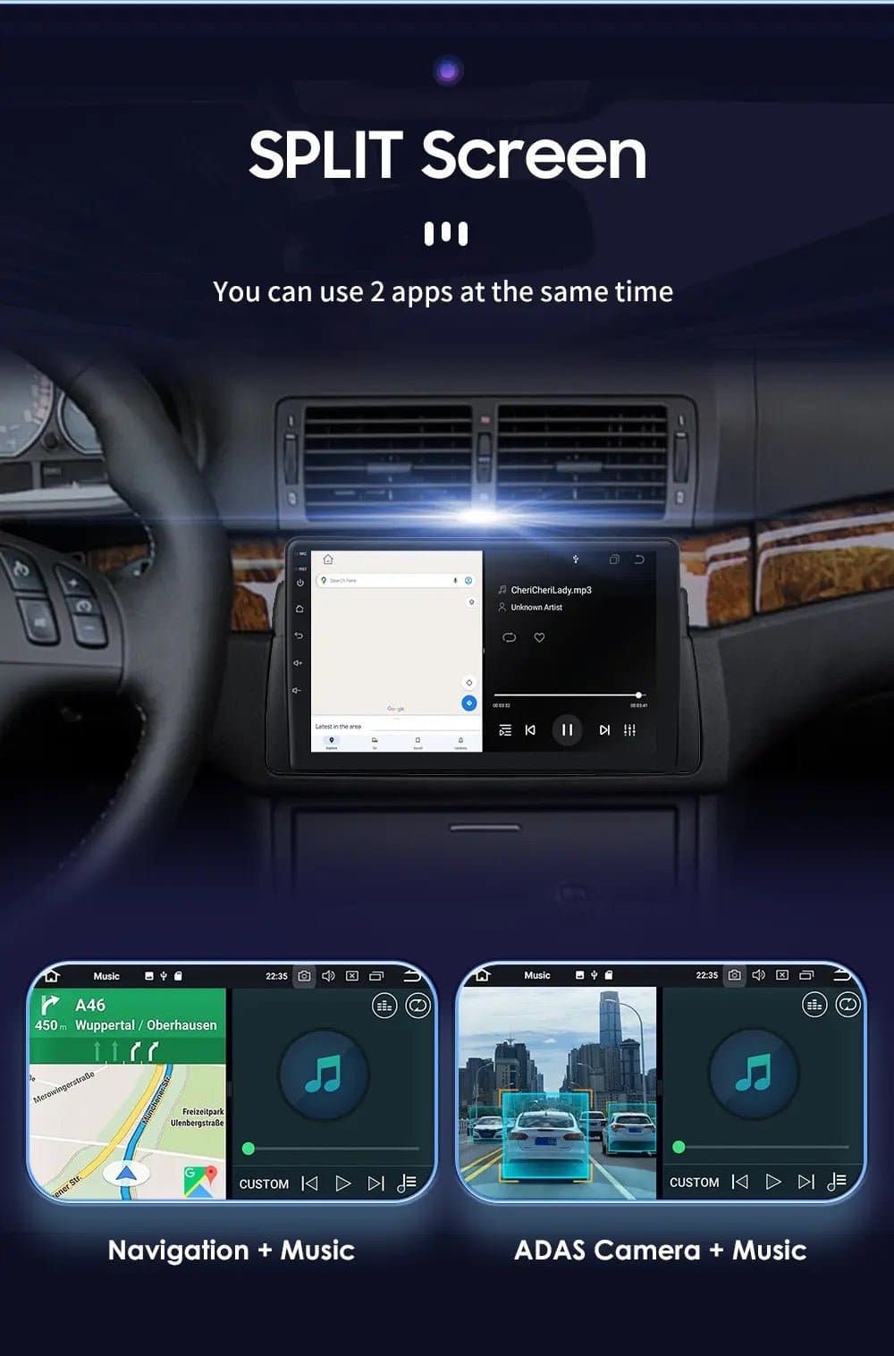 CTB- SR091J | BMW 3er E46 MONITOR 9 ZOLL | APPLE CARPLAY ANDROID AUTO | WiFi BLUETOOTH GPS USB NAVIGATIONSGERÄT
