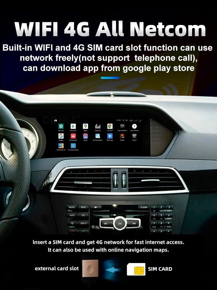 CTB-WC314B | MERCEDES CLASSE C W204 2011-2014 RESTYLING MONITOR 8'8 POLLICI | APPLE CARPLAY ANDROID AUTO | GPS NAVIGATORE WIFI 4G | CAR TABLET