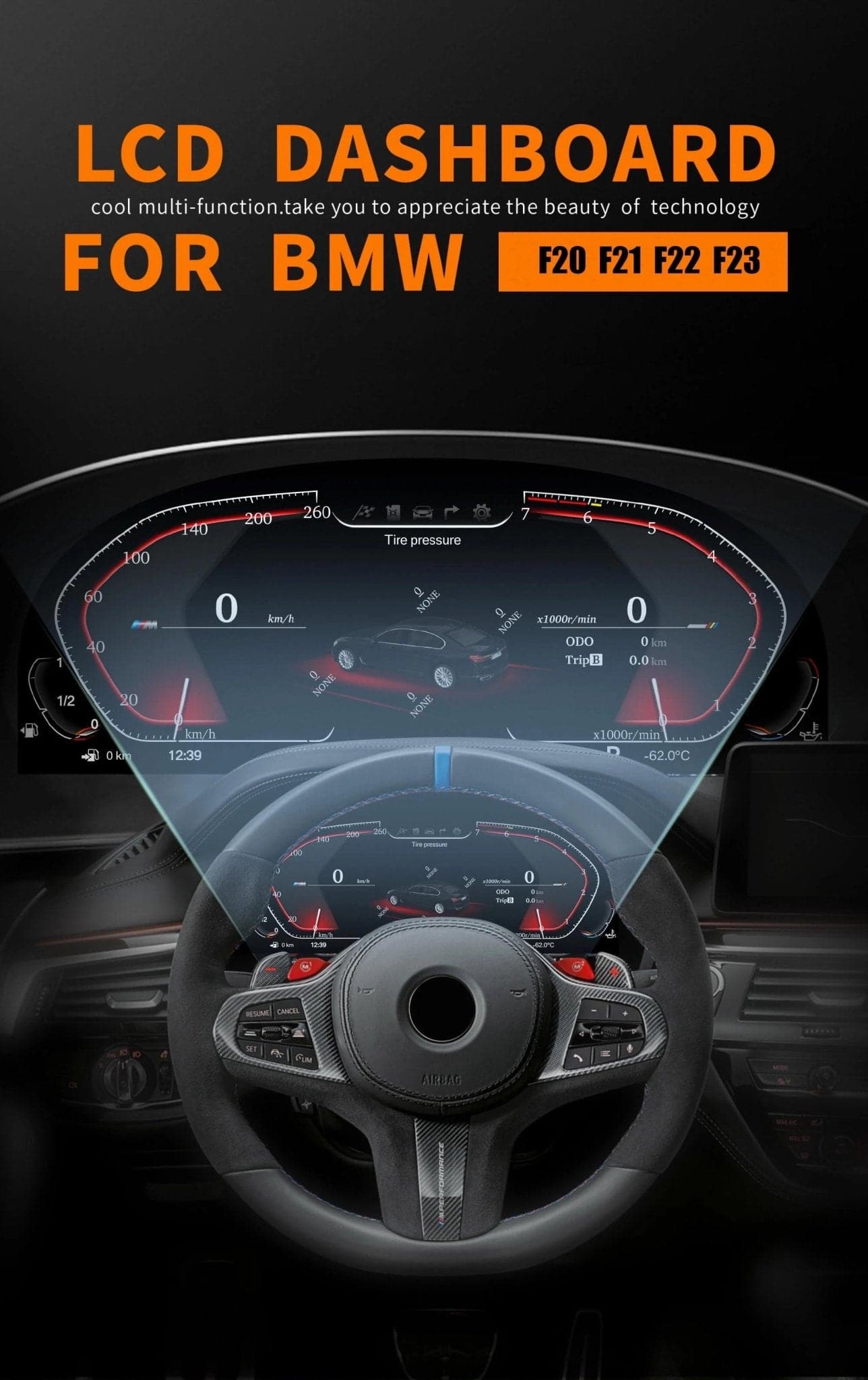 BMW SERIE 1 F20 - F21 | TACHIMETRO DIGITALE 12.3 POLLICI | LCD QUADRO STRUMENTI VIRTUALE | PANNELLO CRUSCOTTO SISTEMA LINUX