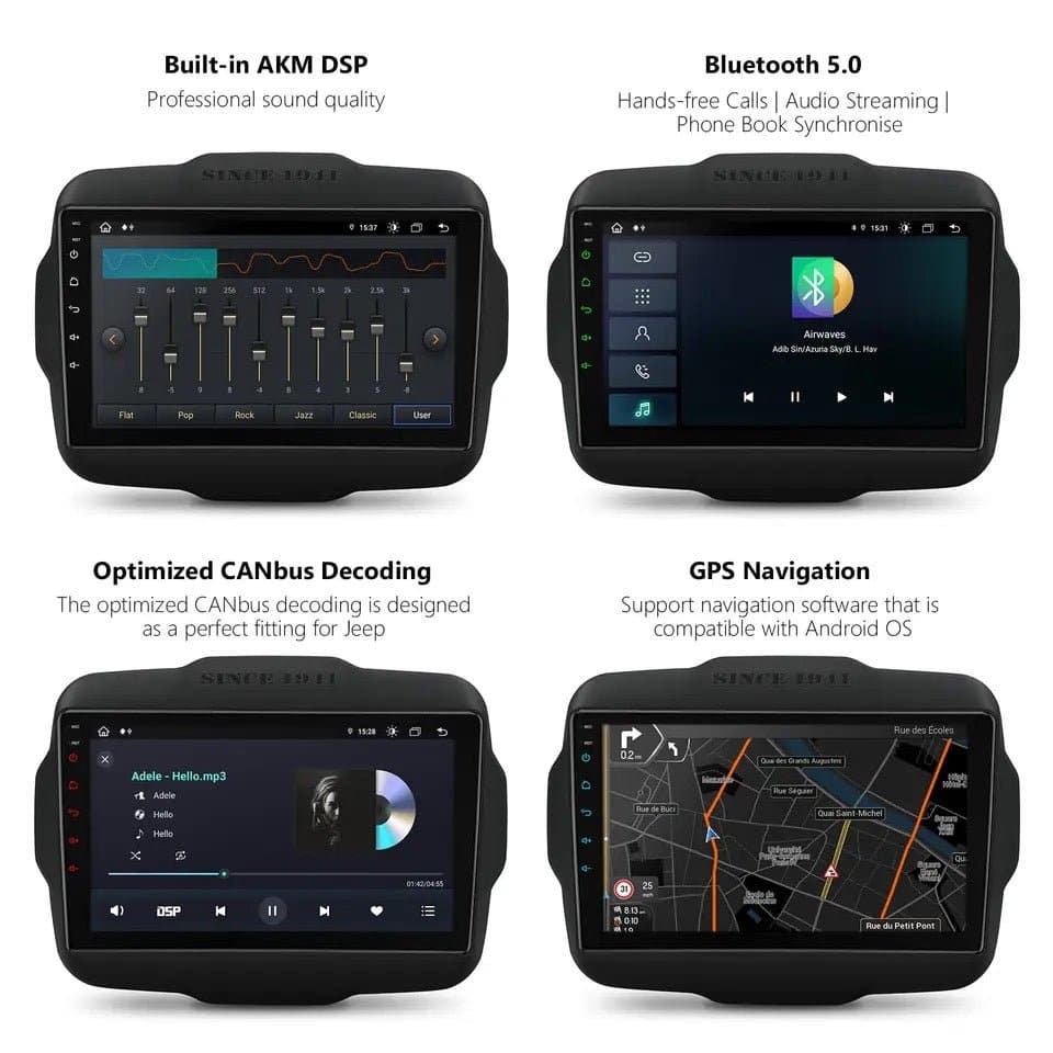 CTB-RNG10X | JEEP RENEGADE | APPLE CARPLAY ANDROID AUTO | 4G WIFI | BLUETOOTH USB | MIRRORLINK