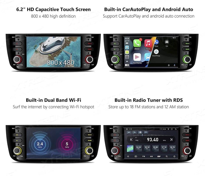 CTB-PTO110 | FIAT PUNTO 2010-2021 | GPS NAVIGATORE BLUETOOTH WIFI CARPLAY ANDROID AUTO TOUCH SCREEN