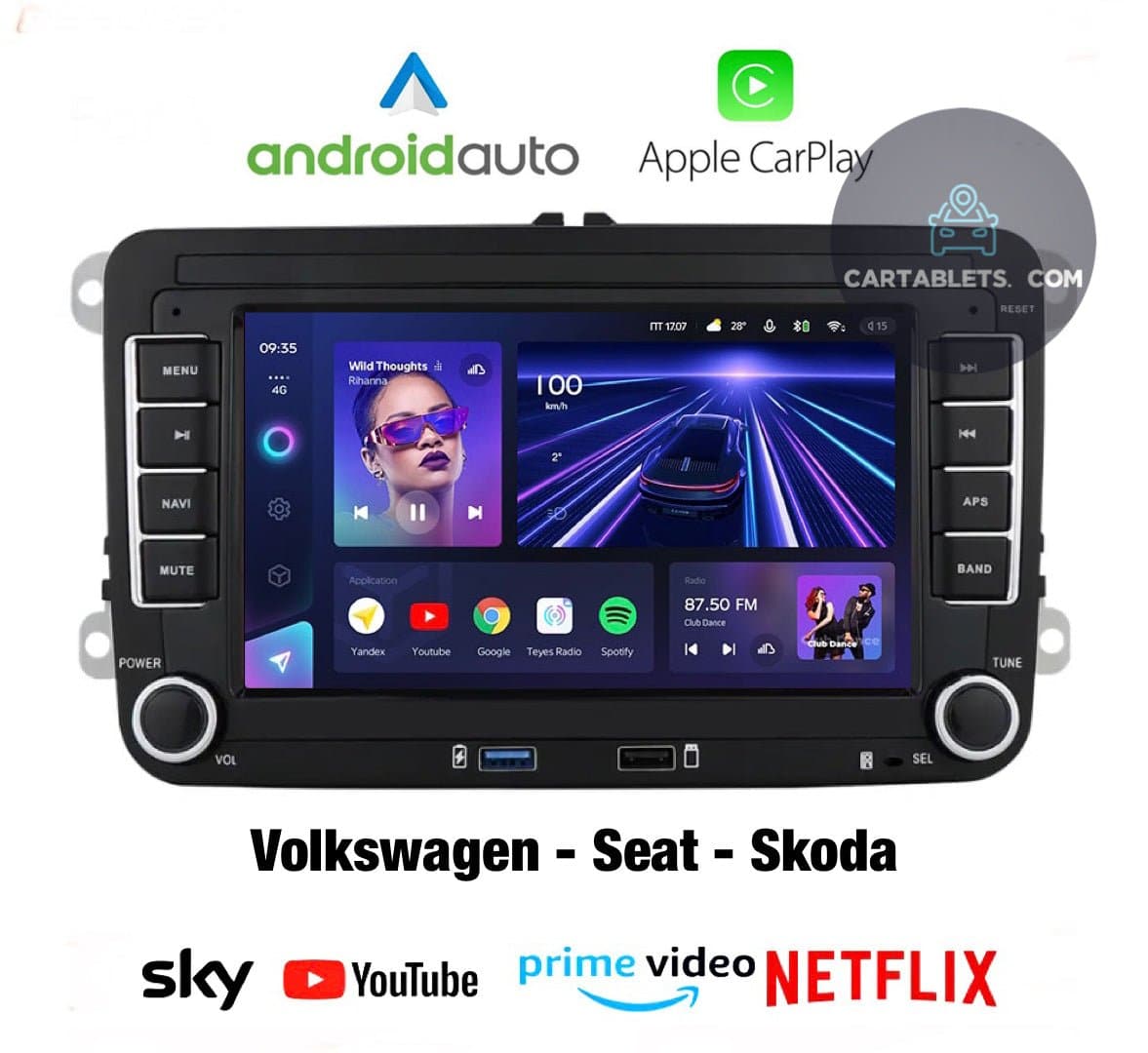 CTB- RNS510X | VOLKSWAGEN SKODA SEAT 7 POLLICI | APPLE CARPLAY ANDROID AUTO | WiFi BLUETOOTH GPS USB NAVIGATORE