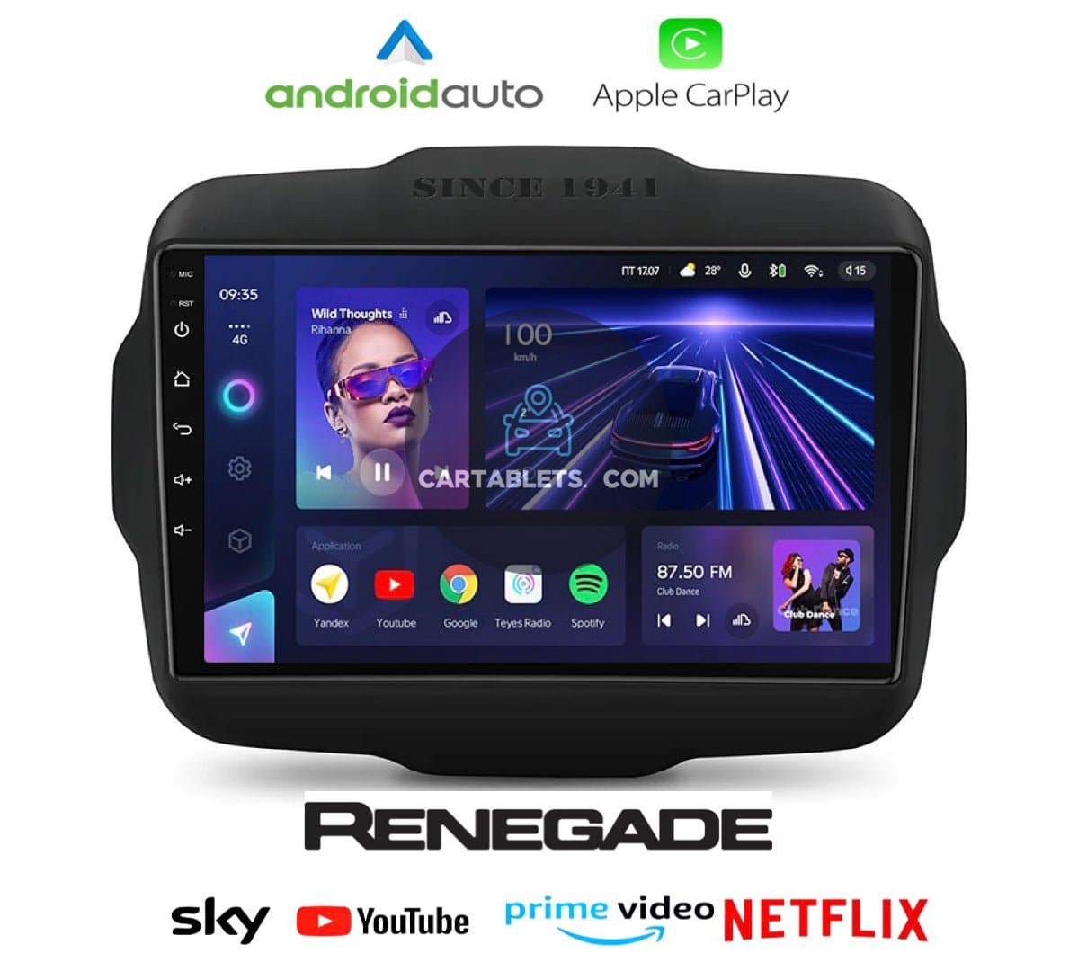 CTB-RNG10X | JEEP RENEGADE | APPLE CARPLAY ANDROID AUTO | 4G WIFI | BLUETOOTH USB | MIRRORLINK