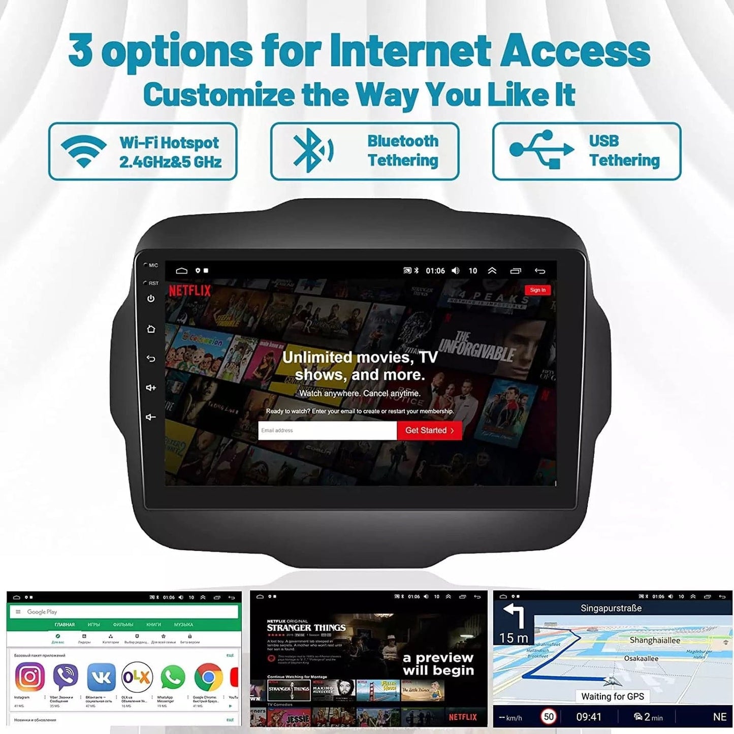 CTB-RNG10X | JEEP RENEGADE | APPLE CARPLAY ANDROID AUTO | 4G WIFI | BLUETOOTH USB | MIRRORLINK