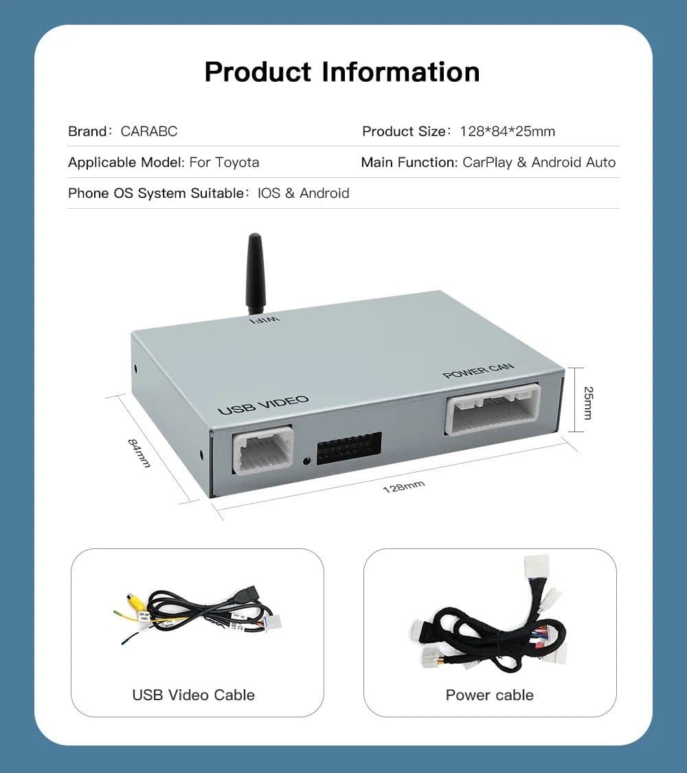 TOYOTA | KIT RETROFIT APPLE CARPLAY - ANDROID AUTO | MIRRORLINK | TELECAMERA POSTERIORE