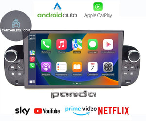 CTB-PND01 FIAT PANDA ANDROID AUTO APPLE CARPLAY AUTORADIO NAVIGATORE BLUETOOTH USB WIFI TOUCH SCREEN DUAL ZONE