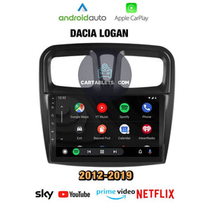 CTB-X389FB | DACIA LOGAN 2012-2019 CARTABLET 9 POLLICI ANDROID AUTO APPLE CARPLAY | WIFI 4G NAVIGATORE BLUETOOTH GPS