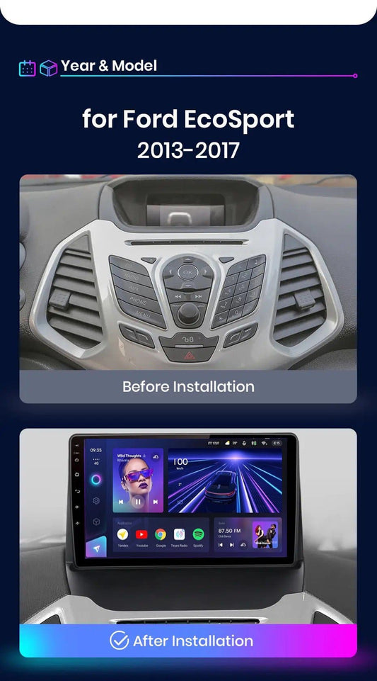 CTB-FR601M | FORD ECOSPORT 2013-2017 | NAVIGATORE ANDROID AUTO APPLE CARPLAY | USB BLUETOOTH WIFI 4G | CARTABLET 2DIN COMANDI AL VOLANTE