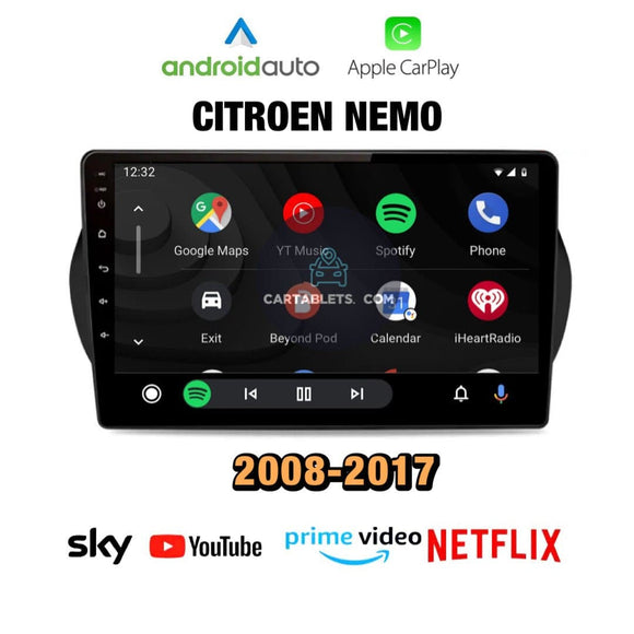 CTB-MF048Y | CITROEN NEMO 2008-2017 | CARTABLET 9 POLLICI ANDROID APPLE CARPLAY | NAVIGATORE USB WIFI 4G