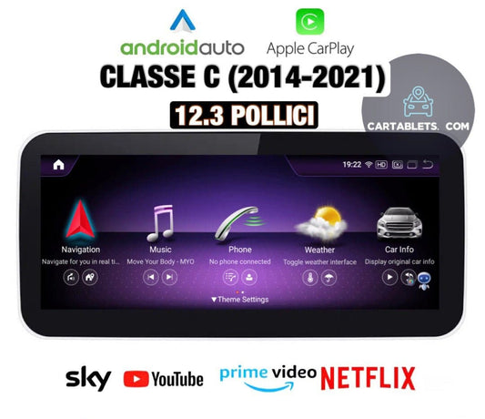 CTB-FC380P | MERCEDES CLASSE C 2014-2021 MONITOR 12.3 POLLICI | APPLE CARPLAY ANDROID AUTO | GPS NAVIGATORE WIFI 4G | CAR TABLET