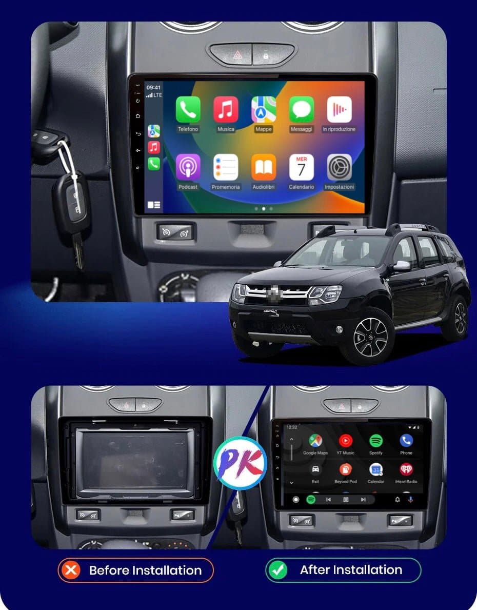 CTB-X760UB | DACIA DUSTER 2015-2020 CARTABLET 9 ZOLL ANDROID AUTO APPLE CARPLAY | WIFI 4G NAVIGATOR BLUETOOTH GPS
