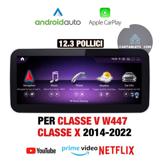 CTB-FC420P | MERCEDES CLASSE V - CLASSE X W470 2014-2021 MONITOR 12.3 POLLICI TOUCH SCREEN | APPLE CARPLAY ANDROID AUTO | GPS NAVIGATORE WIFI 4G | CAR TABLET