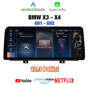 CTB-JT722GN | BMW X3 - X4 G01 - G02 2018 - 2023 | CARTABLET 12.3 POLLICI   | ANDROID AUTO APPLE CARPLAY | GPS DAB DVR USB BLUETOOTH WIFI 4G |