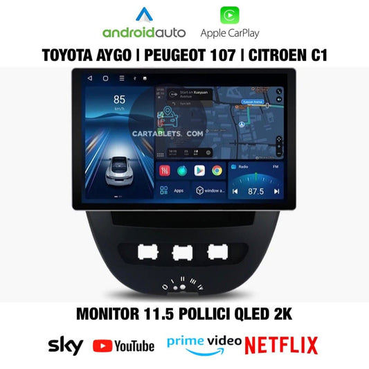 CTB-FQ578HK | CITROEN C1 - TOYOTA AYGO - PEUGEOT 107 2005-2014 | NAVIGATORE RADIO OCTACORE APPLE CARPLAY ANDROID AUTO GPS USB BLUETOOTH TOUCH SCREEN | WIFI 4G